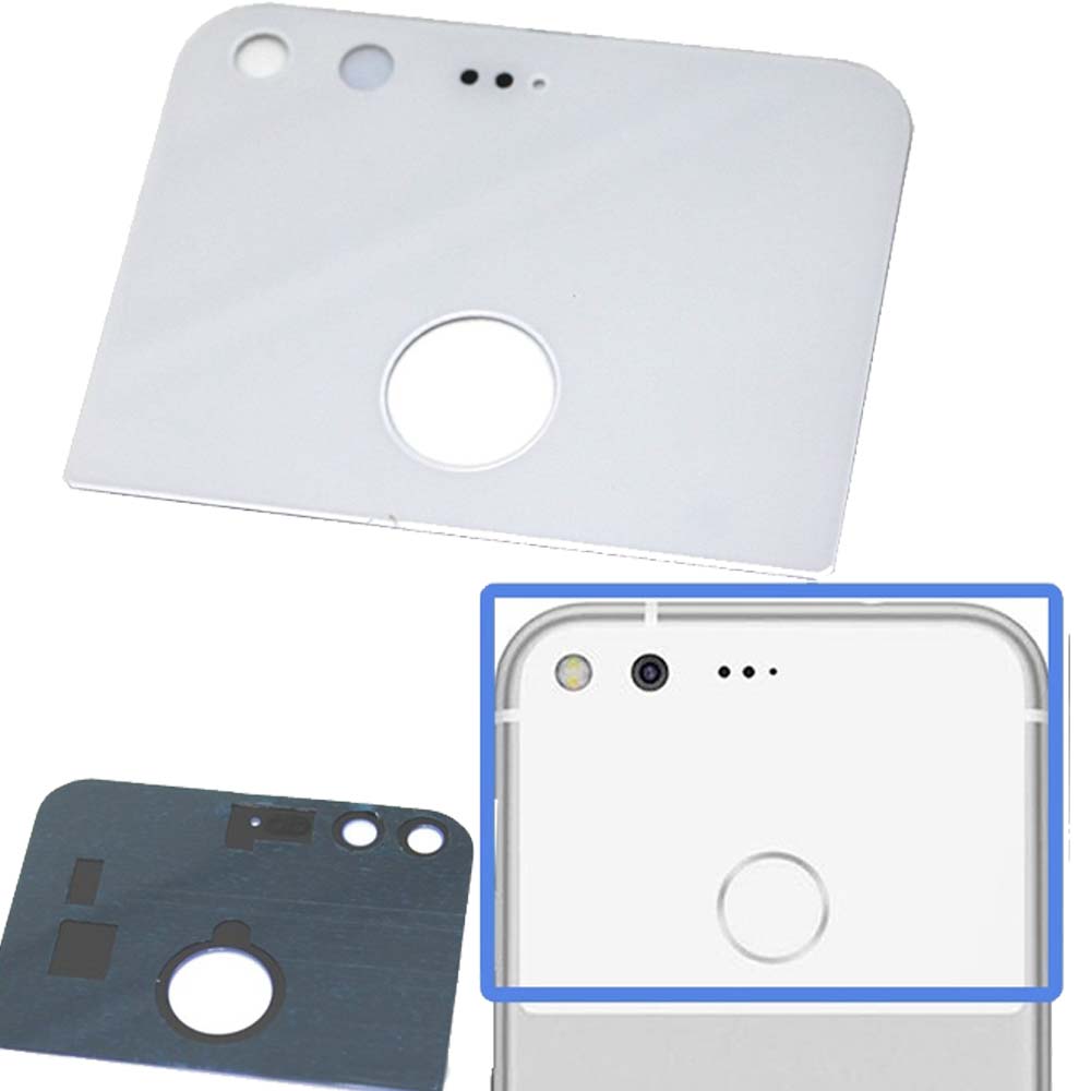 White rear glass and camera lens for Google Pixel